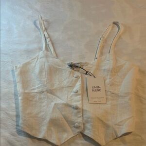 Love Tree White Button-Up Crop Top